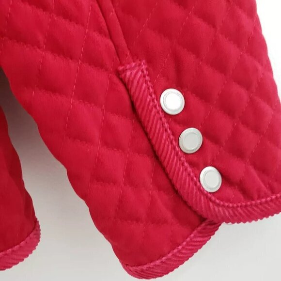 Talbots Red Diamond Quilted Corduroy Trim Snap Button Barn Jacket Sz Small - Picture 6 of 10